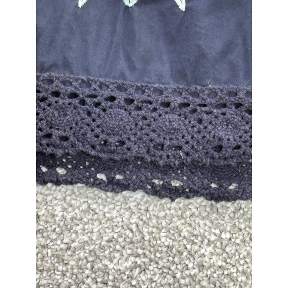 Ann Taylor LOFT‎ Petites 2P Navy Embroidered Boho Peasant Skirt Mirror Beaded - Picture 4 of 10